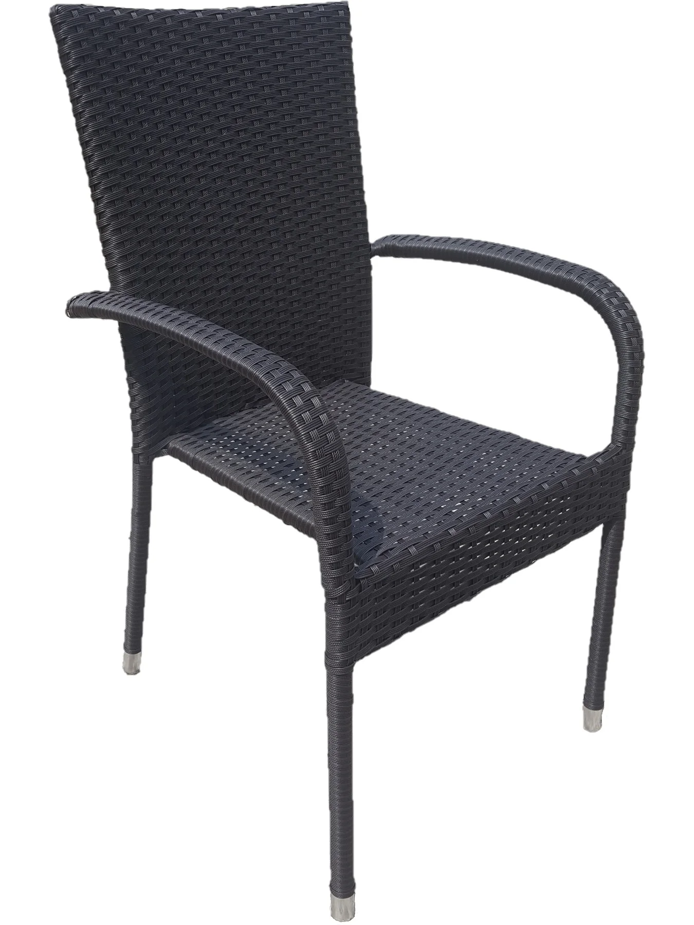 Искусственное плетеное кресло из ротанга с подлокотниками цвет черный