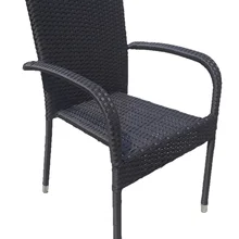 Искусственное плетеное кресло из ротанга с подлокотниками цвет черный