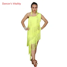 Платье с кисточками для латинских танцев женское платье Танго Сальса Румба современные танцевальные костюмы бахрома платье для латиноамериканских танцев Одежда для танцев