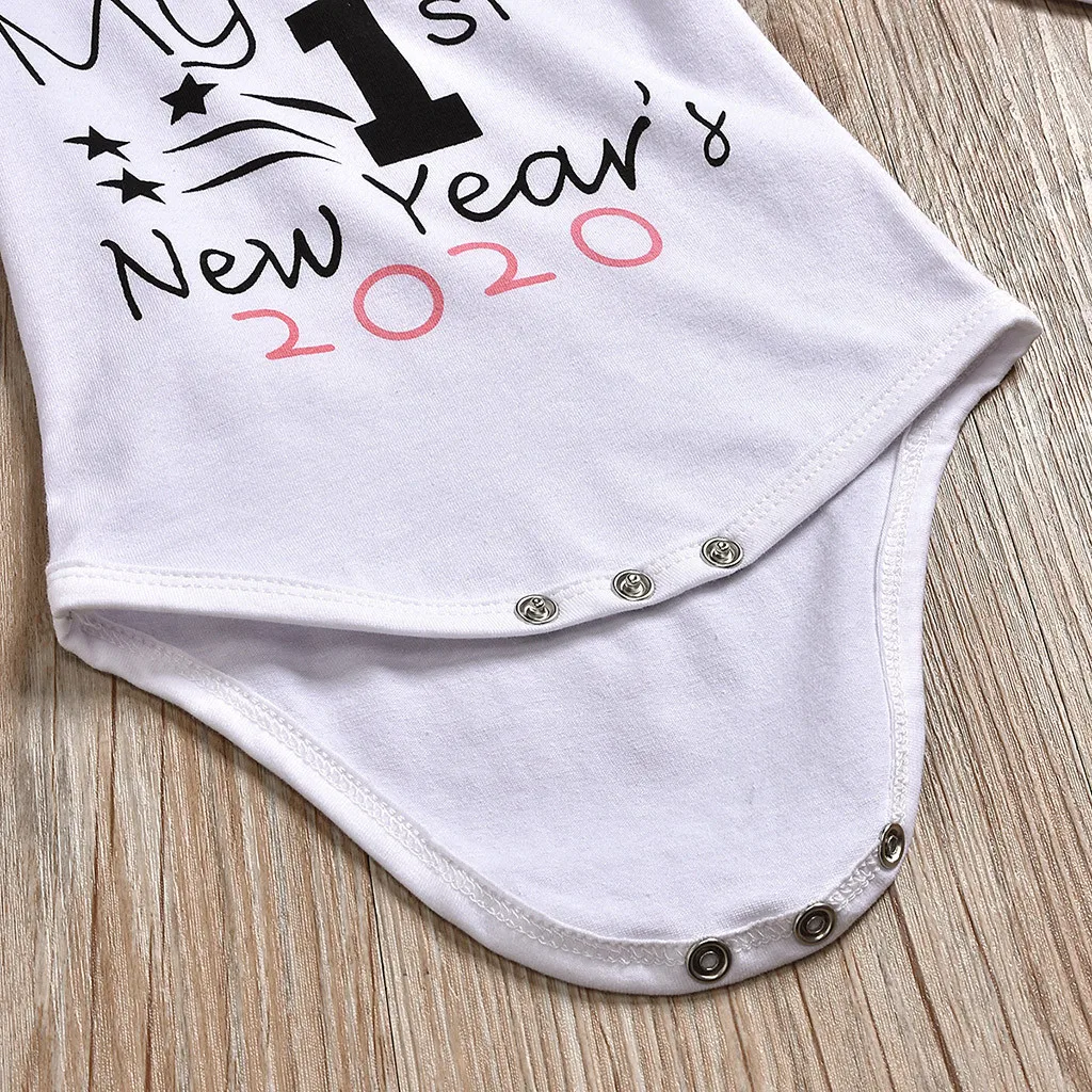 Infant Baby Clothes My First New Year Letter Romper+Pants+Hats+Hairbands 4PCS baby girl Outfits Newborn baby boy clothes