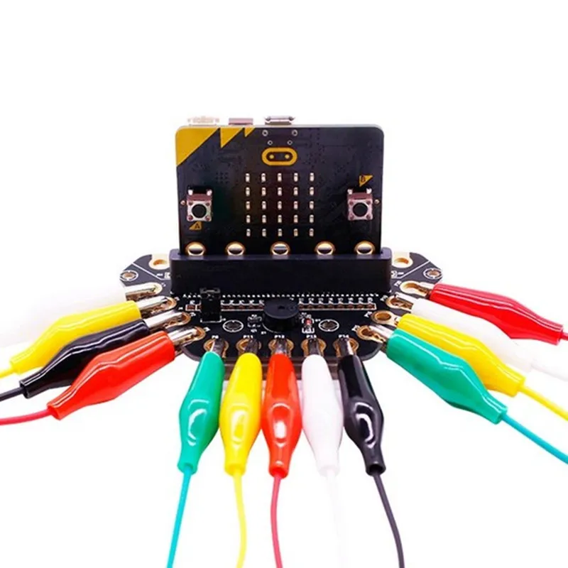Micro bit Alligator Clip Microbit Expansion Board Expanded 13 Crocodile Clip IO Ports with Headphone Jack for DIY Building Block