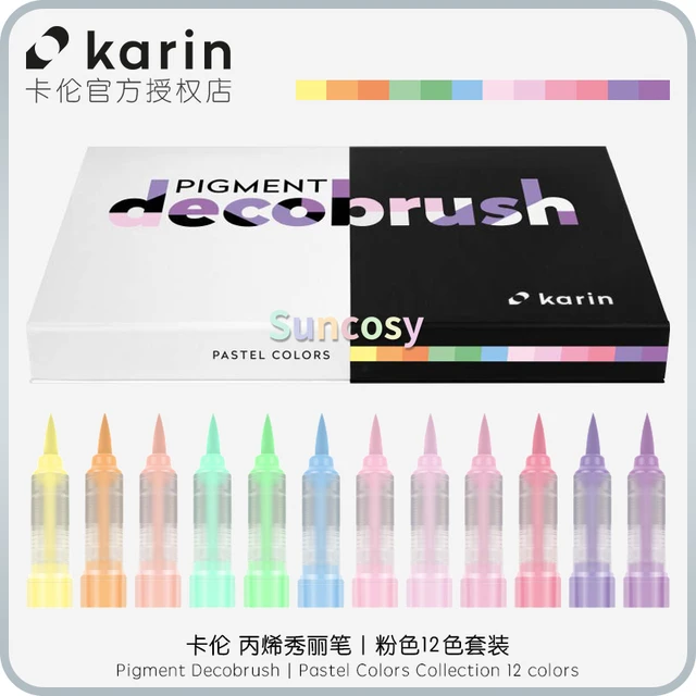 Karin Markers Pigment Decobrush,Pastel Colors Collection 12 Colors