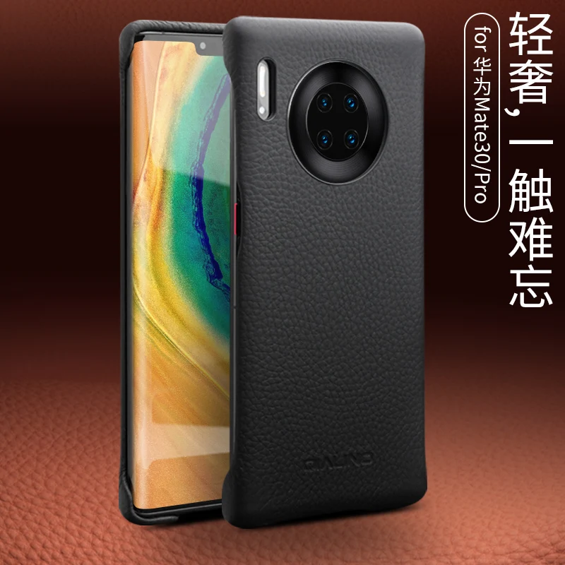 Чехол ручной работы из натуральной кожи для huawei mate 30 Pro 5G, чехол из зернистой кожи, чехол для телефона huawei mate 30 Pro, черный чехол