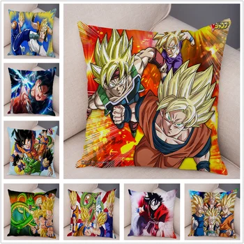 

Japan Anime Dragon Ball Cushion Cover for Sofa Home Decor Cartoon Son Goku Pillow Case Super Soft Short Plush Pillowcase 45x45cm