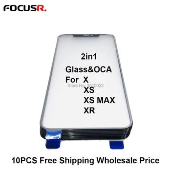 

Free Shipping Replacement Outer Glass Lens Cover With OCA Glue Stickers Film For iPhone X XS XS MAX Touch Panel Repair Parts