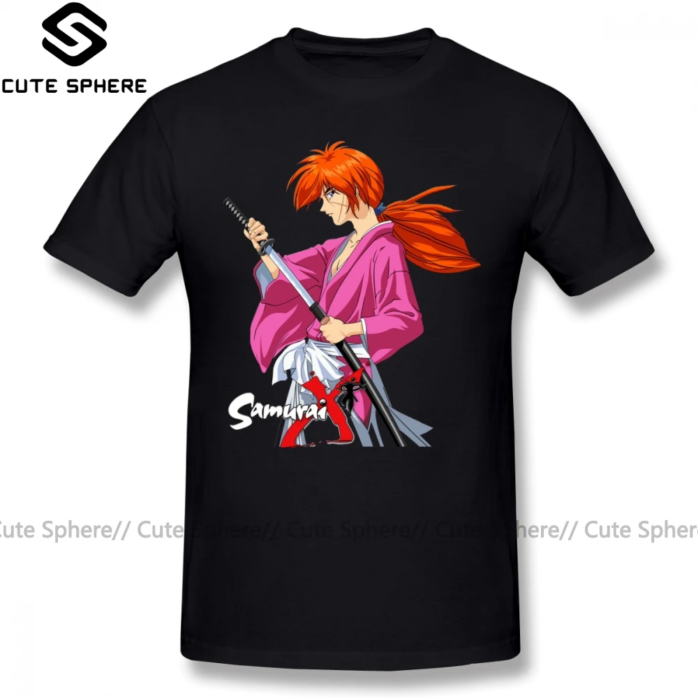 Футболка Rurouni Kenshin футболка Himura Battousai Samurai X Мужская хлопковая 6xl потрясающая