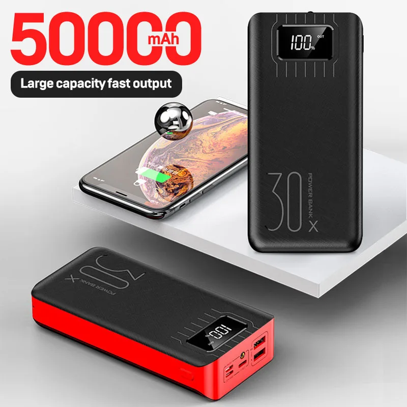 50000mAh Power Bank 2USB LED Portable Rechargeable Power Bank for iPhone Xiaomi Samsung Huawei External Battery|Mobile Phone Chargers| - AliExpress