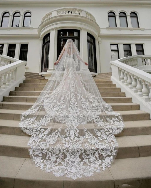 2022 Real Photos White/Ivory Wedding Veil 3m Long Comb Lace Mantilla  Cathedral Bridal Veils Wedding Accessories Veu De Noiva - Price history &  Review, AliExpress Seller - FantasyBride Store