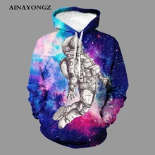 

Autumn Men's Hoodies Long Sleeve Jacket Outdoor Coat Sweatshirt Scientific Expedition Astronaut Print Loose Hoody Pullover 6XL