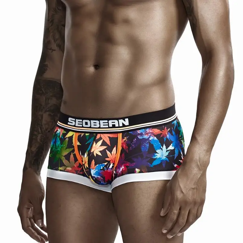 

3pcs/lot Men Underwear Comfortable and breathable boxer Fashion Boxers color print fashion Shorts Home Loose Men boxer