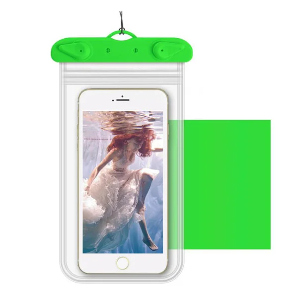 Green Двойной герметичный водонепроницаемый мобильный чехол для iPhone X 8 7 huawei телефон сумка с карманами для сушки Плавание Дайвинг Водонепроницаемый чехол для телефона - Цвет: Green