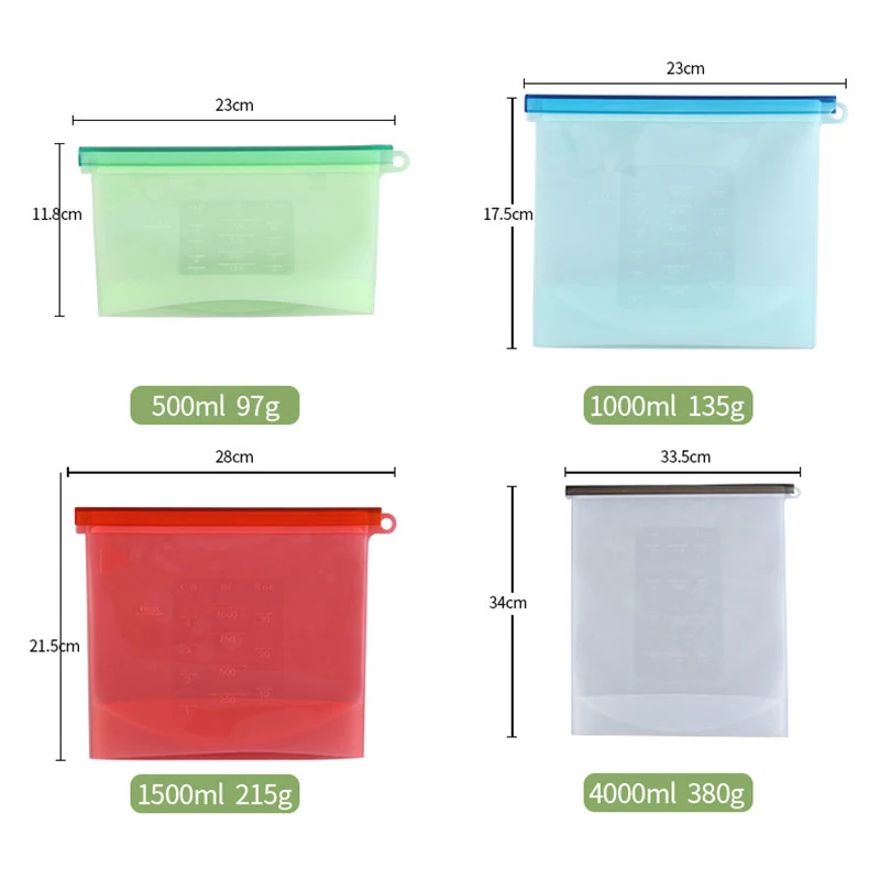 Eco-Friendly Reusable Silicone Food Preservation Bags – Airtight, Food-Grade Storage for Vegetables, Liquids, Snacks, and Meat