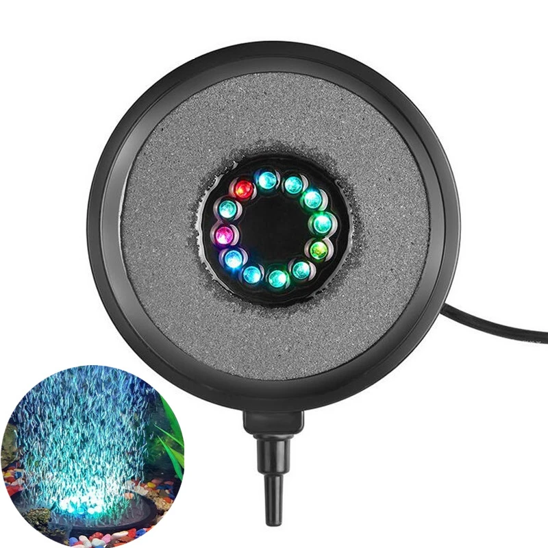 RGB 12LED погружной светильник для аквариума, садовый пруд, бассейн, увеличивающий кислород, аквариумный светильник с воздушным камнем и пузырьками, Европейский штекер