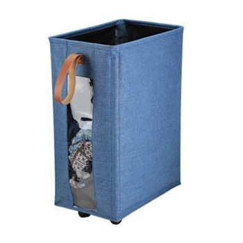 

Foldable Laundry Hamper Printed Organizer Folding Laundry Rolling Cart Home Fabric Basket Classifier Slim Laundry Basket
