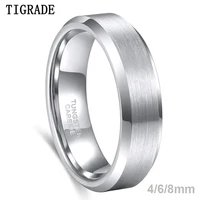 Tigrade 4/6/8mm Unisex Ring Silver Color Brushed Tungsten Carbide Rings For Women Couple Wedding Band Men Anels Dropshipping 1