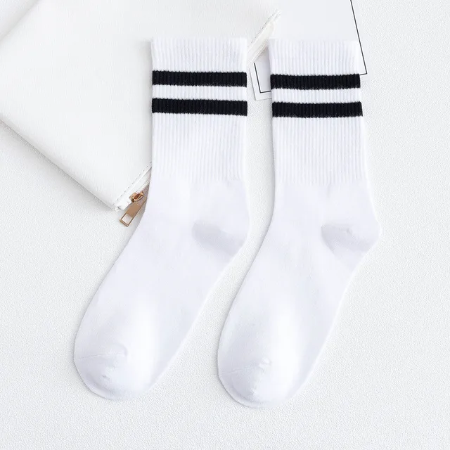 Solid Striped Black White Short Socks for Woman Harajuku Hip Hop Skateboard Crew Socks Cotton Casual Unisex Men/Women's Socks 4