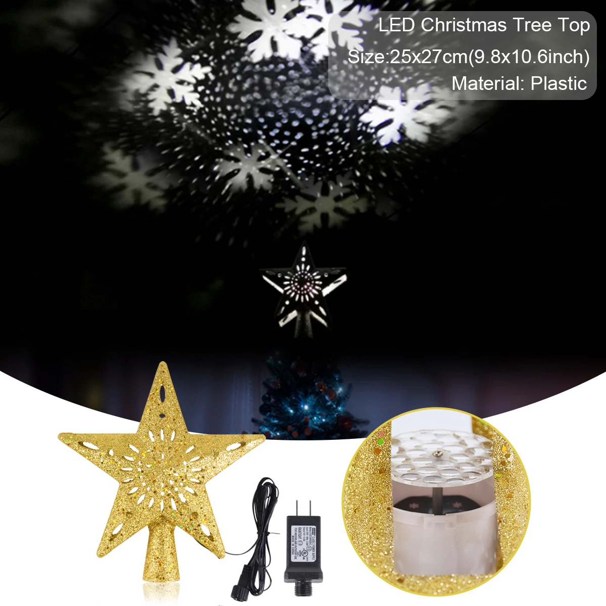 Huiran Christmas Tree Top Star Projection Snowflake Light Merry Christmas Decor for Home Christmas Ornaments New Year - Цвет: Tree top Star