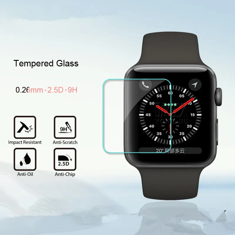 2 шт. 2.5D 9H взрывозащищенное Закаленное стекло для Apple iwatch серии 3 38 мм 42 спортивные