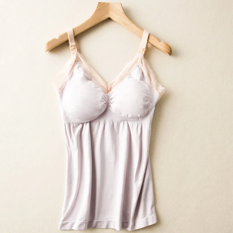 Lace Light Purple Одежда для беременных; топ для кормления; майка без рукавов; одежда для грудного вскармливания; Беспроводная майка для беременных женщин; майка для кормления - Цвет: Lace Light Purple