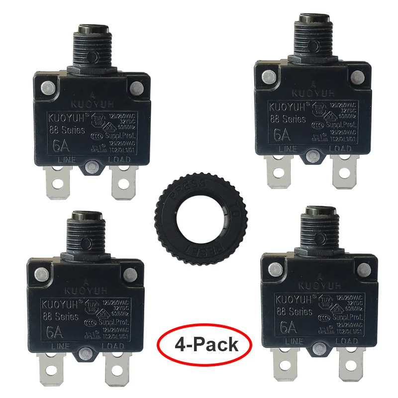 4 PSC 88 Series 30A Circuit Breaker Switch Over Current Protector 2PCS 88  series 10A Circuit 2PCS 88 series 6A Circuit Breaker Manual Reset Thermal Overload pr