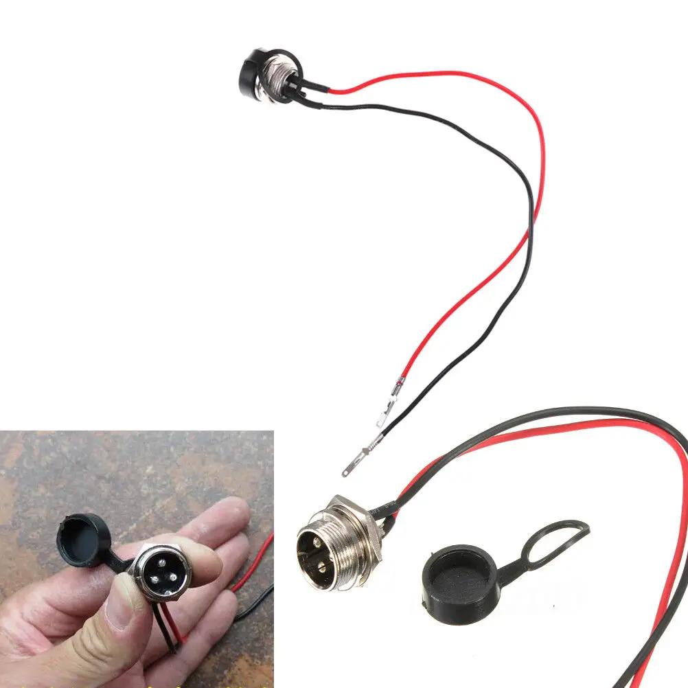 24V 36V batería de Scooter eléctrica de carga 3 pin clavija en línea conector de cabeza redonda de tres agujeros puerto de carga