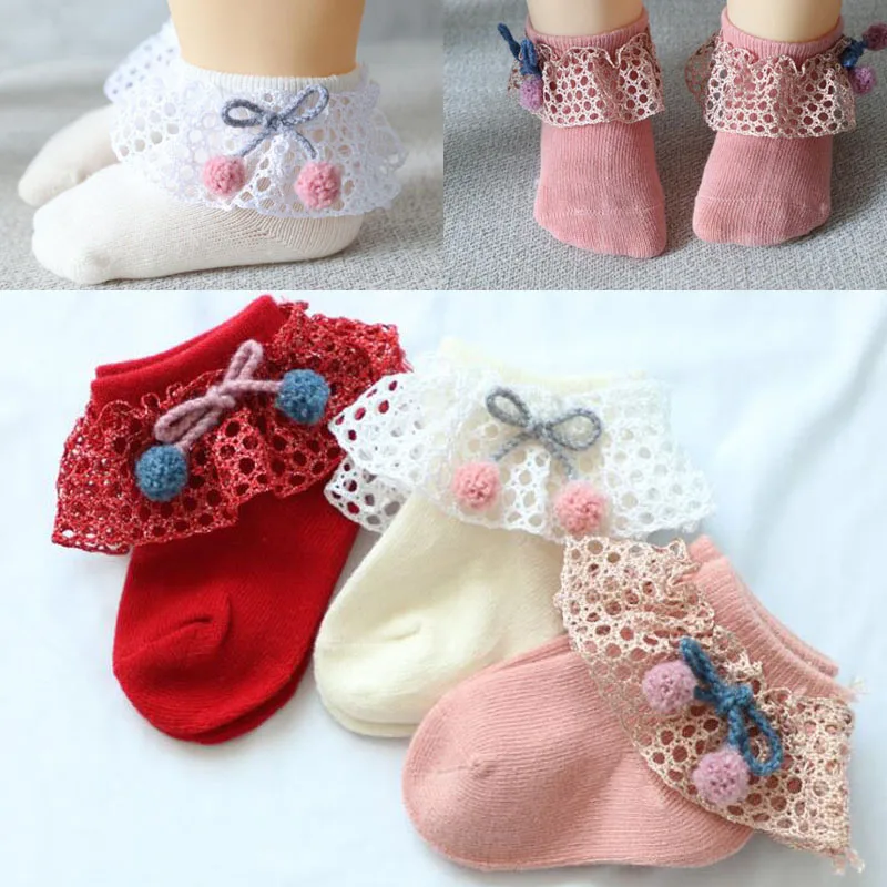 Chaussettes en dentelle pour bébés | Chaussettes princesse en coton, décontractées, mignons, nouveau 2019