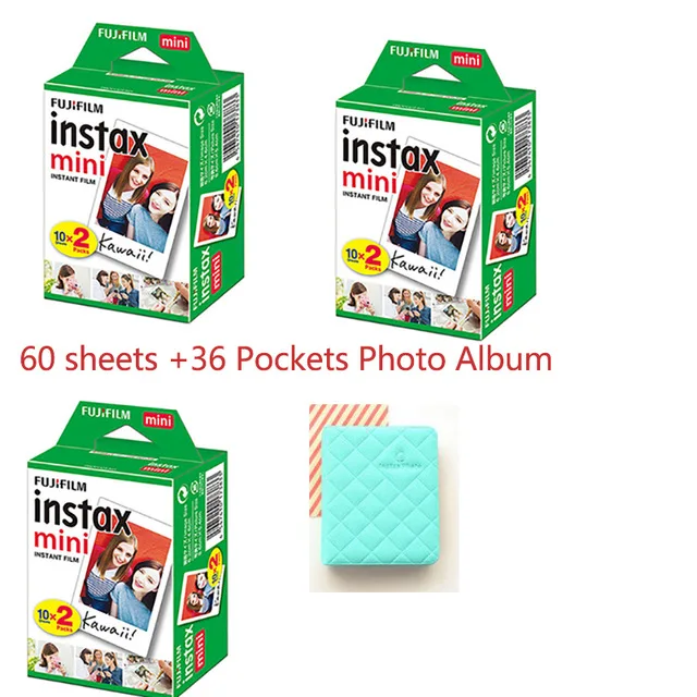 60PC and photo ablum 100 листов Fujifilm Instax Mini пленка Instax Mini 8 9 фильм Фотобумага для ЖК-дисплея с подсветкой Fujifilm Instax Mini 7 s/8/25/90/9 Instax Камера мини - Цвет: 60PC and photo ablum
