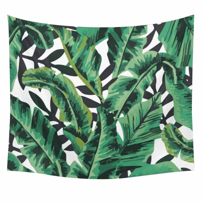 Настенный Гобелен тропический лес Печать Искусство висящий зеленый гобелен банановые листья настенный ковер лист домашний декор