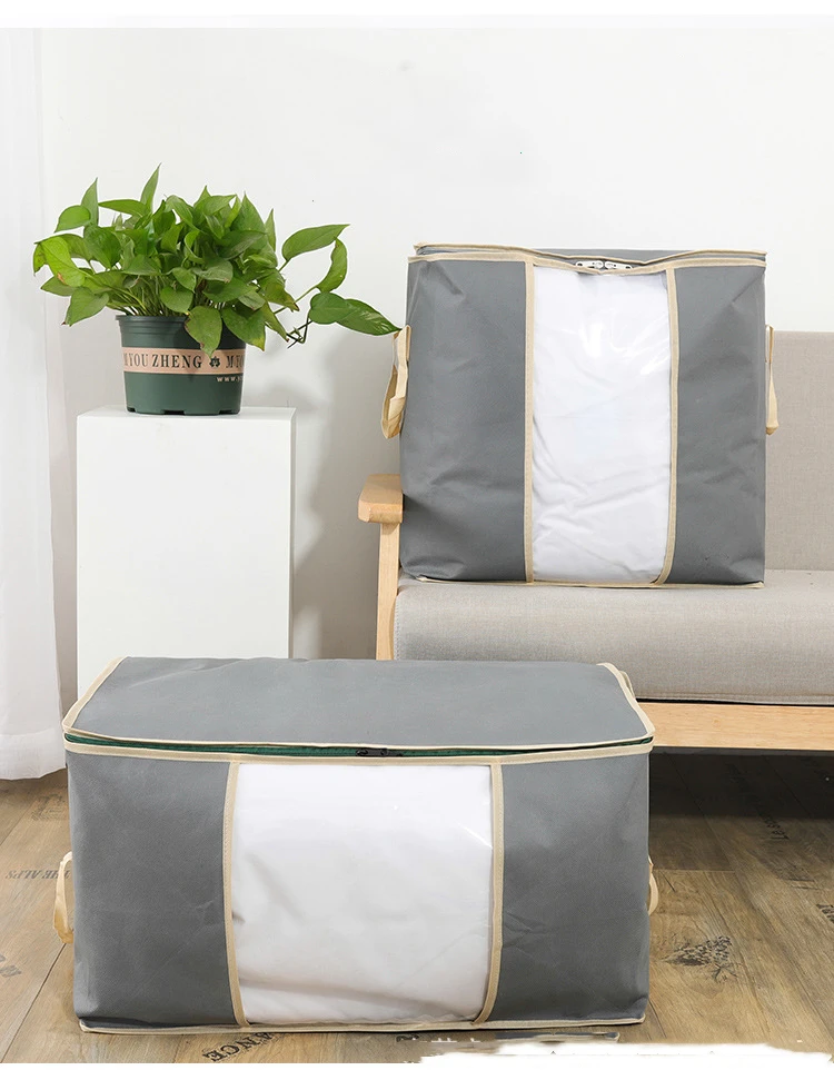 Horizontal/Vertical Style Non-Woven Foldable Storage Bags Toys Pillow Organizer Waterproof Dustproof Travel Finishing Case Organ 3