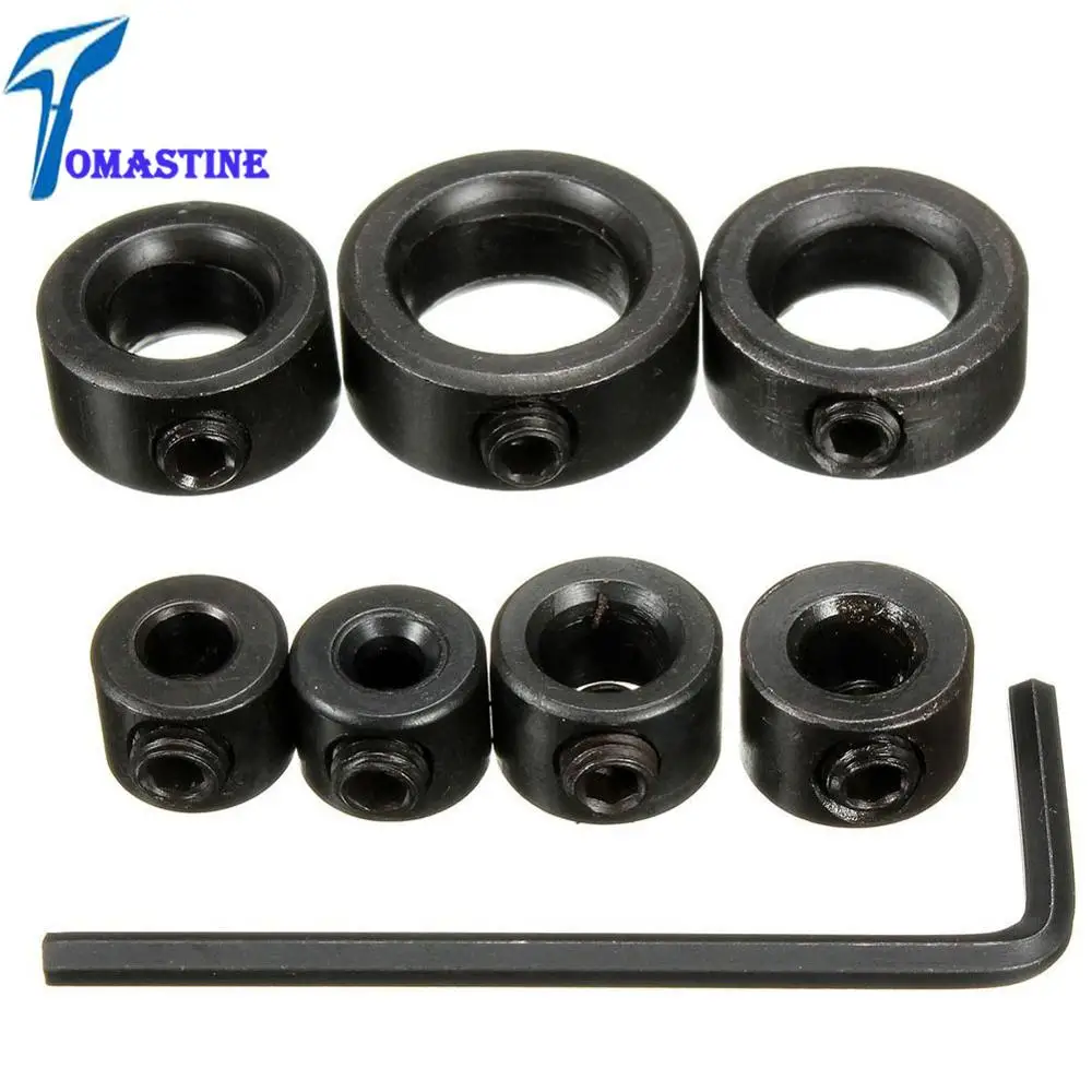 

8pcs/Lot 3-12mm Drill Bit Carbon Steel Drill Bit Limiter Locator Ring Depth Stop Collar Ring Positioner Hex Wrench Woodwork Tool