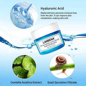 

LANBENA Hyaluronic Acid Face Cream Serum Deeply Moisturizing Soothing Skin Shrinking Pores Anti Aging Whitening Skin Care 40g