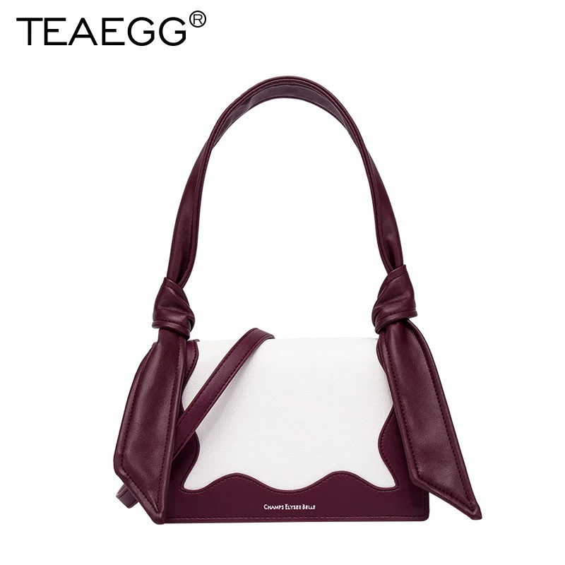 

TEAEGG 2019 Women Designer Bow Panelled Handbag Shoulder Bag Female Brand Ladies Crossbody Messenger Bag
