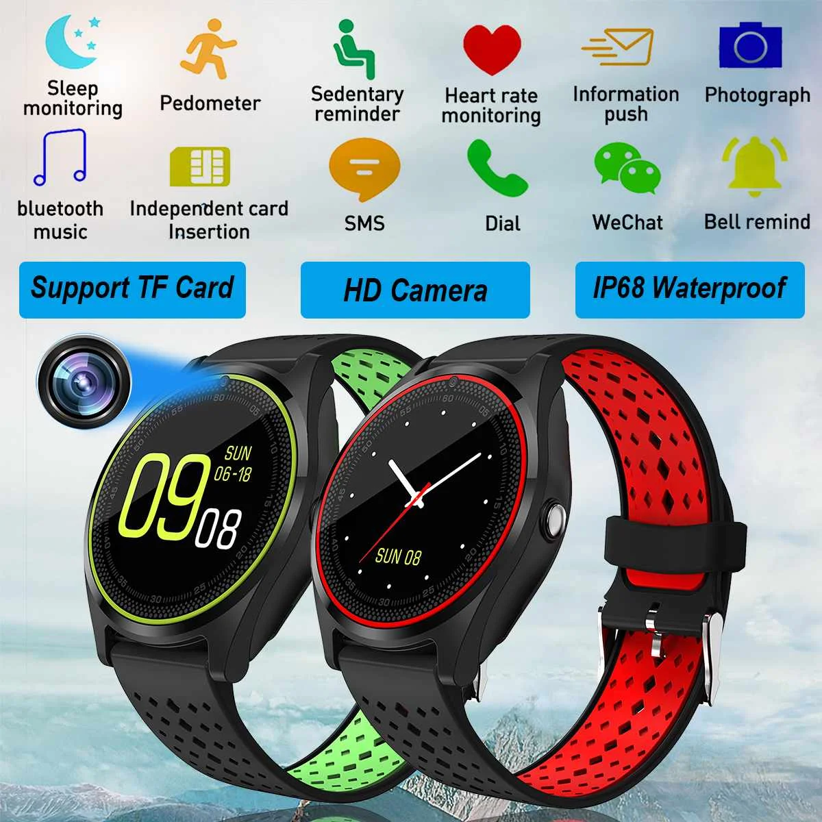 

Multi-Languages 1.22inch bluetooth Smart Watch Waterproof Fitness Activity Tracker Watch Camera Heart Rate Monitor Men Women