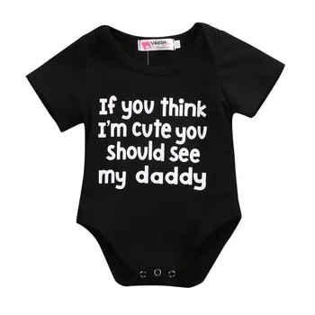 

Fashion Summer Newborn Clothes Infant Clothing Baby Short Sleeve Conjoined Lovely Letter Print Baby Boy Climbing Clothing