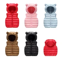 Baby Children Warm Down Vest 2022 Spring Toddler Cartoon Waistcoat Kids Outerwear Vest Infant Clothing Boy Girls Hooded Jackets 2