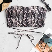 ZAFUL, змеиный принт, Завязывающийся бандо, бикини, лучшие струны, топ, организовать внутренние пары, женский купальник