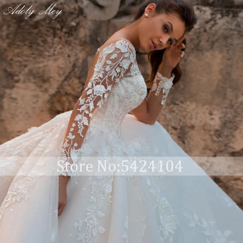 winter wedding dresses Adoly Mey Luxury Appliques Long Sleeve Beading A-Line Wedding Dress 2022 Custom Romantic Scoop Neck Lace Up Vintage Bridal Gown short wedding dresses