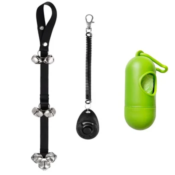 

3pcs Alarm Dog Doorbell Set Home Accessories Waste Bag Nylon Belt Pet Training Adjustable Safe With Clicker Obedience Portable