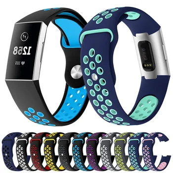 

Suitable for Fitbit Charge 3/charge 4 Double Color Nike Silicone Watch Strap Porous Model Wrist Strap Wristband