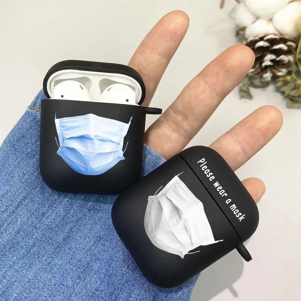 Защитный силиконовый чехол с рисунком медицинской маски для Apple Airpods 1 2 3