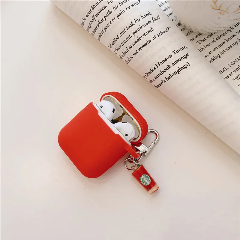 Cute Coffee Pendant For Apple AirPods 2&1 Soft TPU Charging Decorative Wireless Bluetooth Headphone Earphone Protective Case#S0