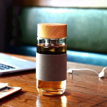 

400Ml Glass Water Bottles with Stainless Steel Filter Tea Infuser Outdoor Portable Drinking Glass Tumbler for Coffee Tea