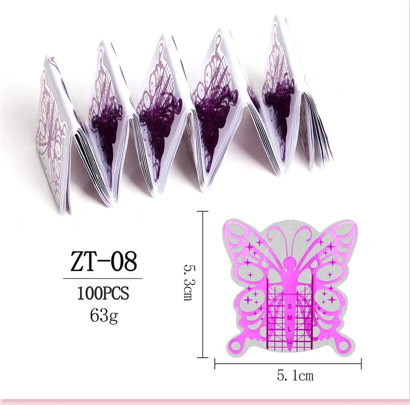 100 шт профессиональные инструменты для нейл-арта, Удлинительный УФ-гель-наконечник для наращивания, форма для подноса, пчела, бабочка, принадлежности для ногтей, Маникюрный Инструмент - Цвет: 8
