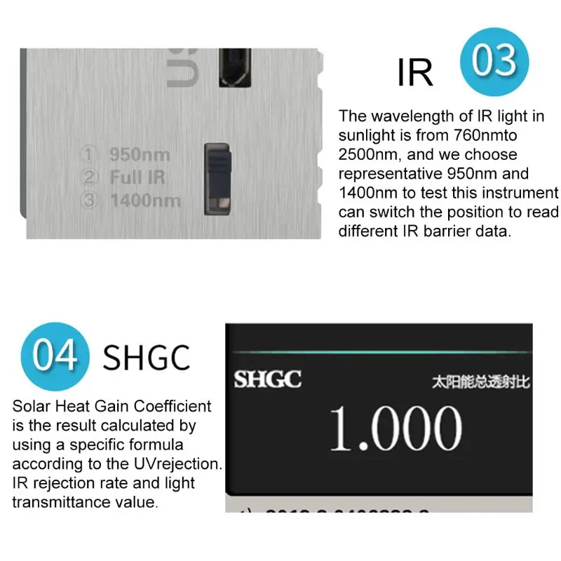 LS182 SHGC Window Energy Meter with UV Full IR Visible light transmittance Solar Heat Gain Coefficient with 6 results