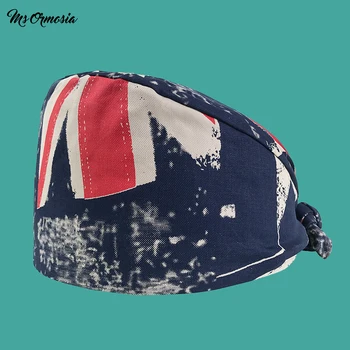 

New Medical Cap European and American Printing Surgical Cap Doctor Nurse Work Cap 100%Cotton Fashion Breathable Men's work Cap