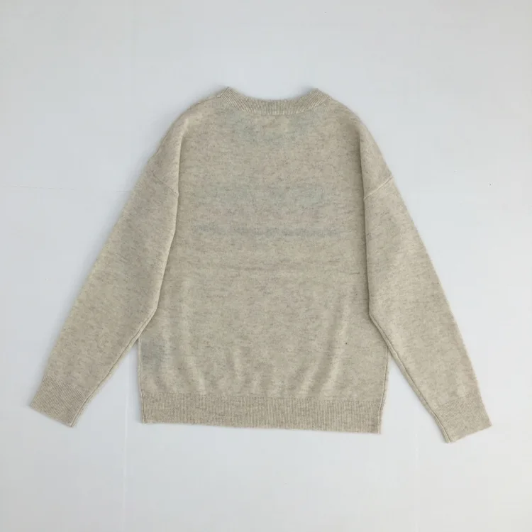 Women Sweater New Autumn and Winter Cashmere Sweater Contracted Round Collar Pullover Embroidered Letters Cashmere Sweater