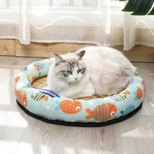 

The New Summer Round Cat Litter Canvas Cold Dog Mat Is Suitable for Small and Medium Pets Kennel Red Puppy Cool Pad Accessories