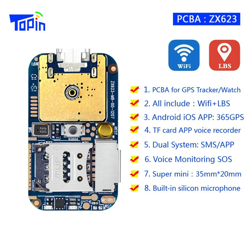 Новое поступление ZX623W GPS модуль трекера дешевый GSM Wifi LBS локатор PCBA SOS веб