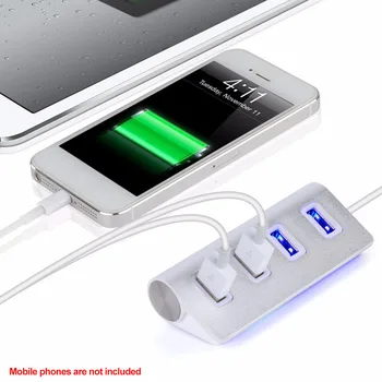 

USB 2.0 Portable Multi Combo High Speed Splitter Accessories Computer Tablet Laptop Aluminum Alloy Hub Expander Adapter 4 Port