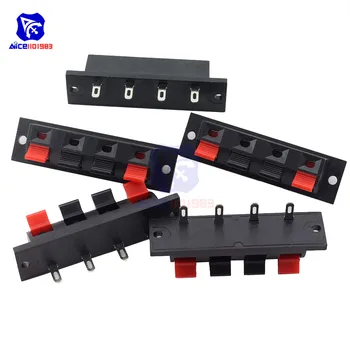 

diymore 5PCS/Lot 4 Pin Speaker Terminal Block 4 Way Amplifier Spring Jointing Clamp Test Clip Stereo Speaker Strip Connector